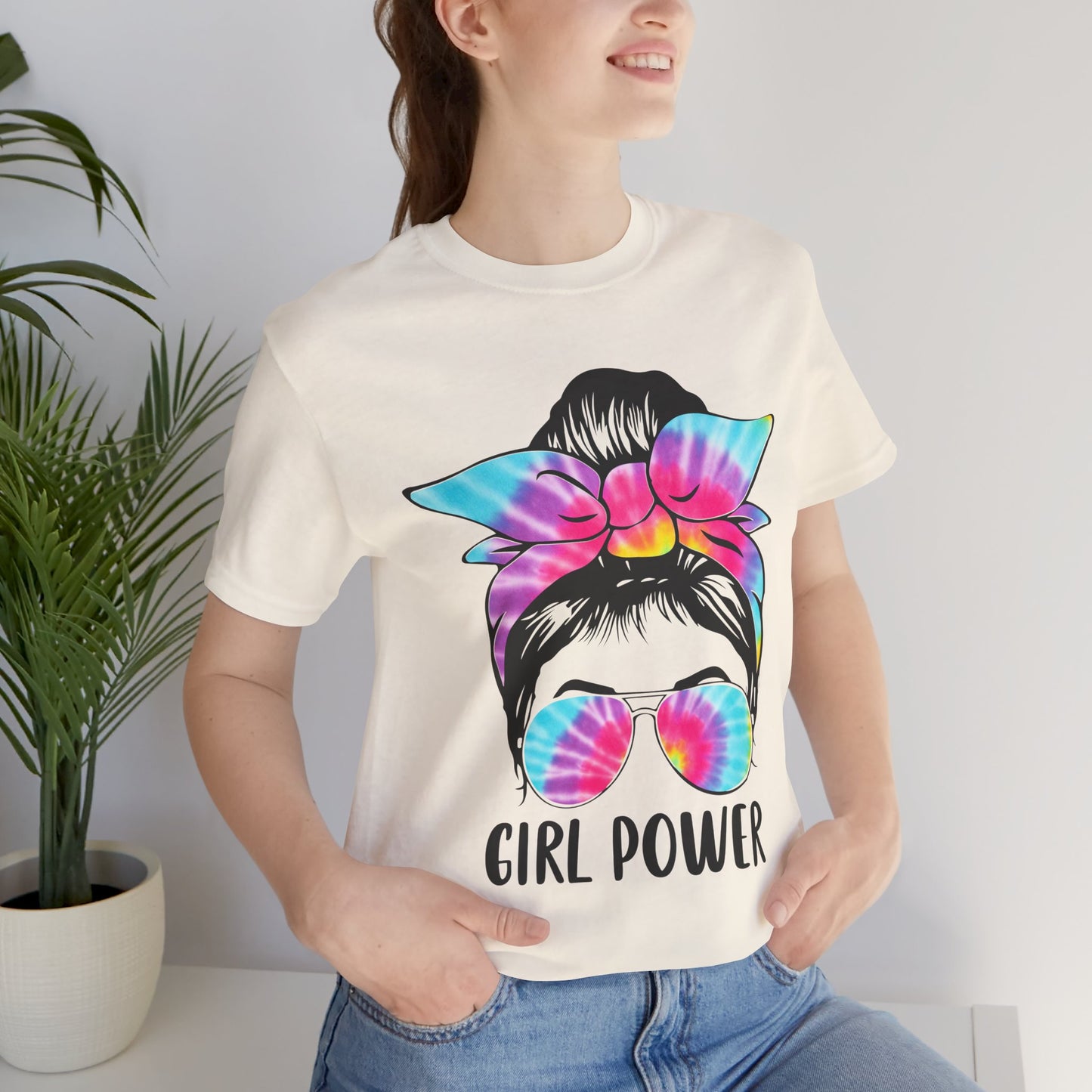 Girl Power Tie-Dye Tee, Unisex Short Sleeve Shirt, Feminist Apparel, Gift for Her, Casual Everyday Wear, Birthday Present