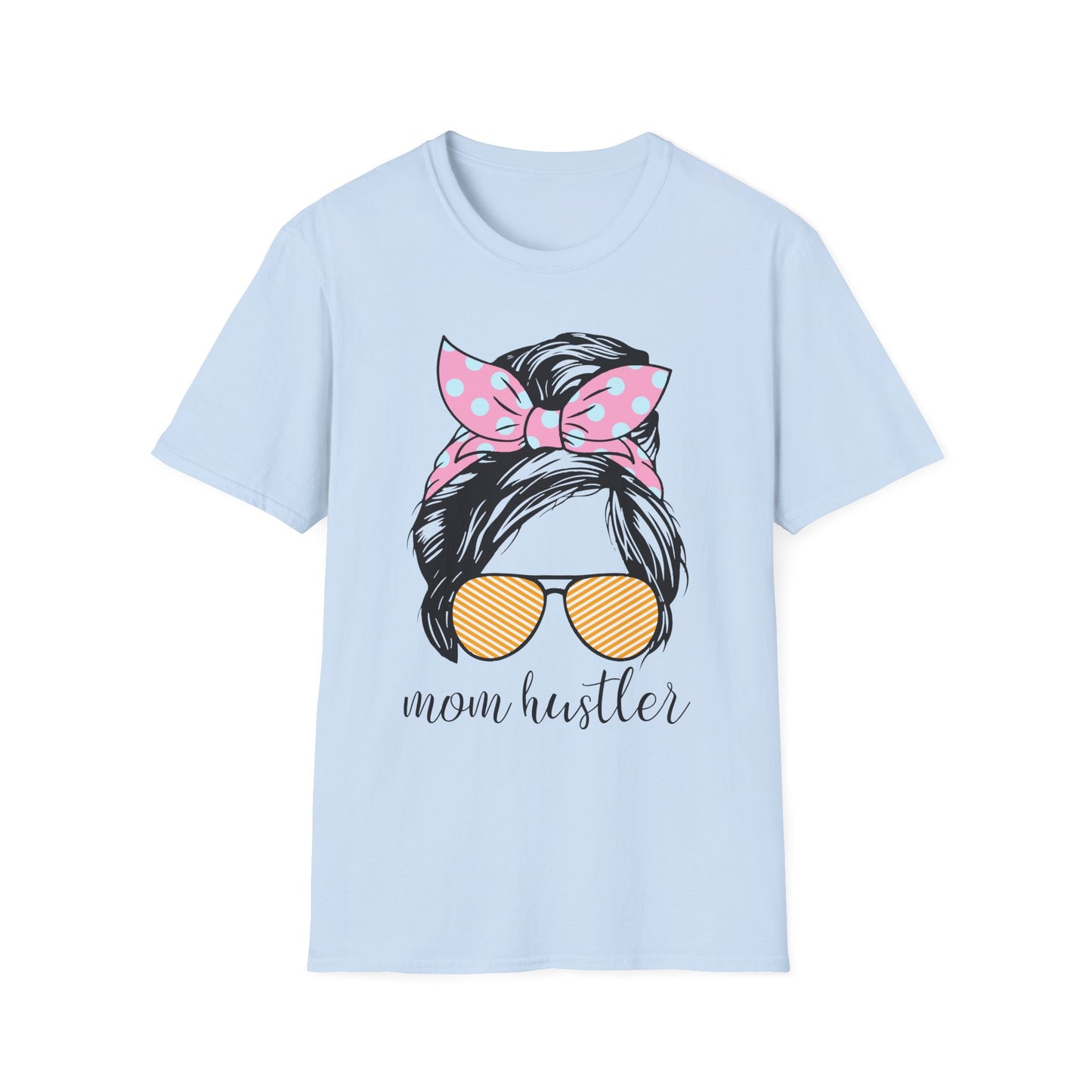 Mom Hustler T-Shirt, Cute Mom Gift, Casual Wear, Mother's Day Outfit, Gift for Moms, Everyday Style Light Blue