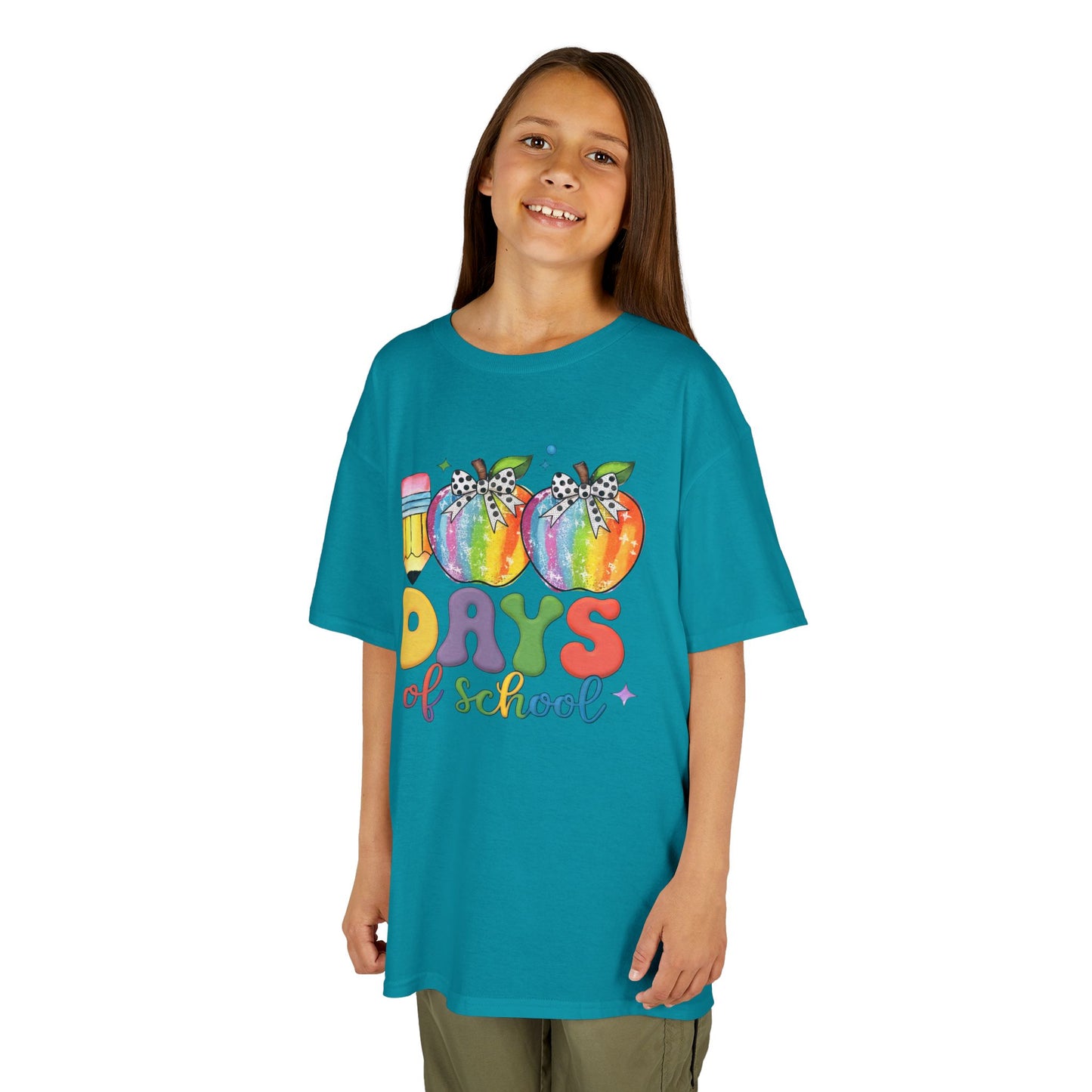 Colorful 100 Days of School Kids Tee, Fun T-Shirt, Back to School, Teacher Gift, Rainbow Design, Kid's Clothing