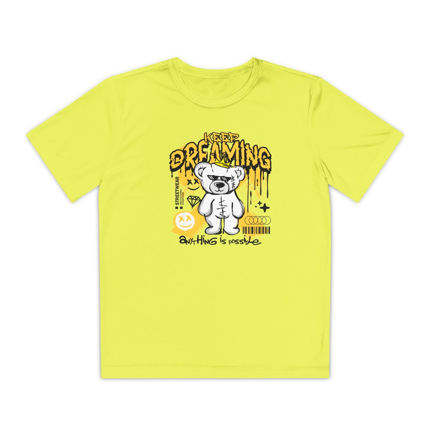 Keep Dreaming Youth Tee, Motivational Shirt, Children's Adventure Clothing, Birthday Gift, Cute Graphic Tee, Playful Style Neon Yellow
