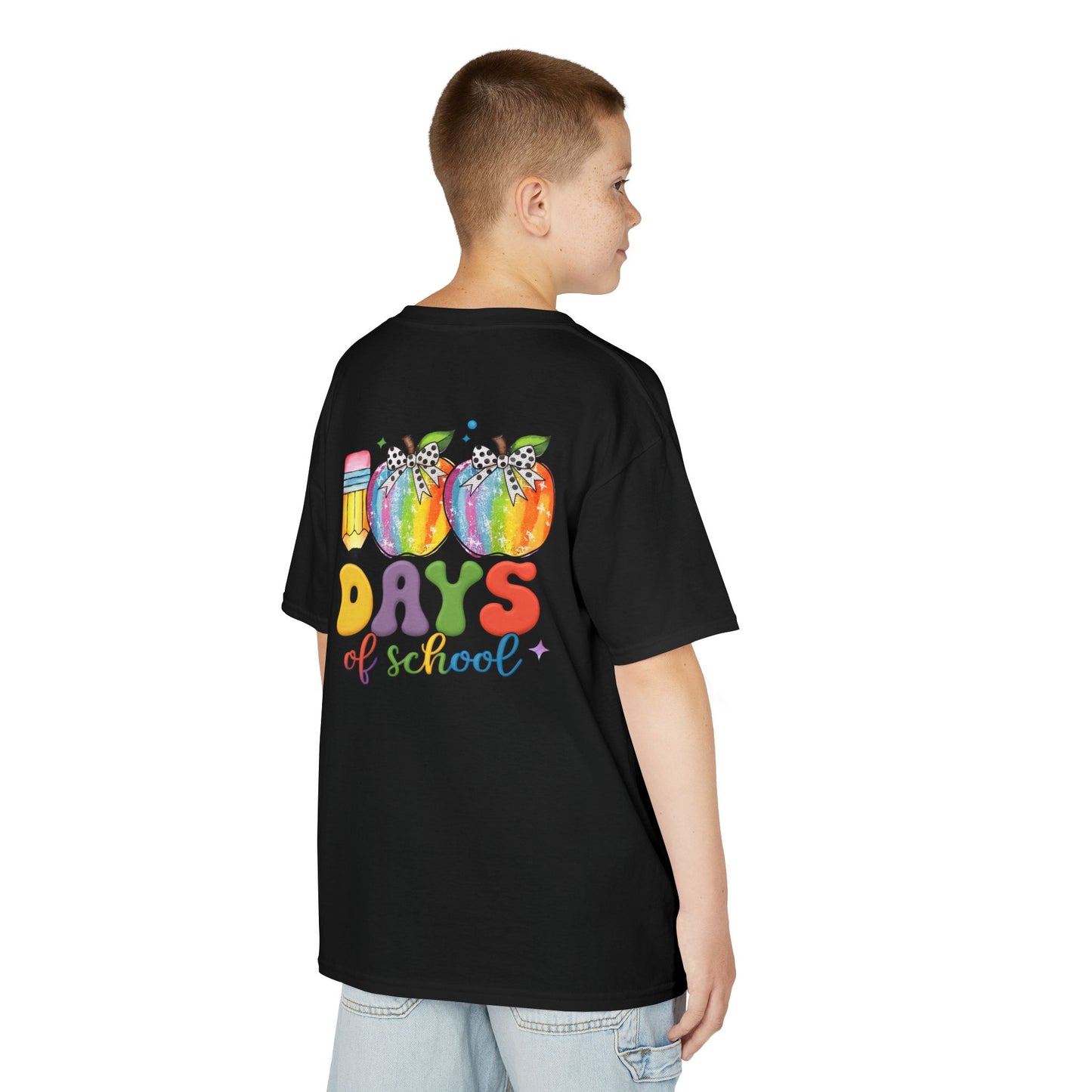 Colorful 100 Days of School Kids Tee, Fun T-Shirt, Back to School, Teacher Gift, Rainbow Design, Kid's Clothing