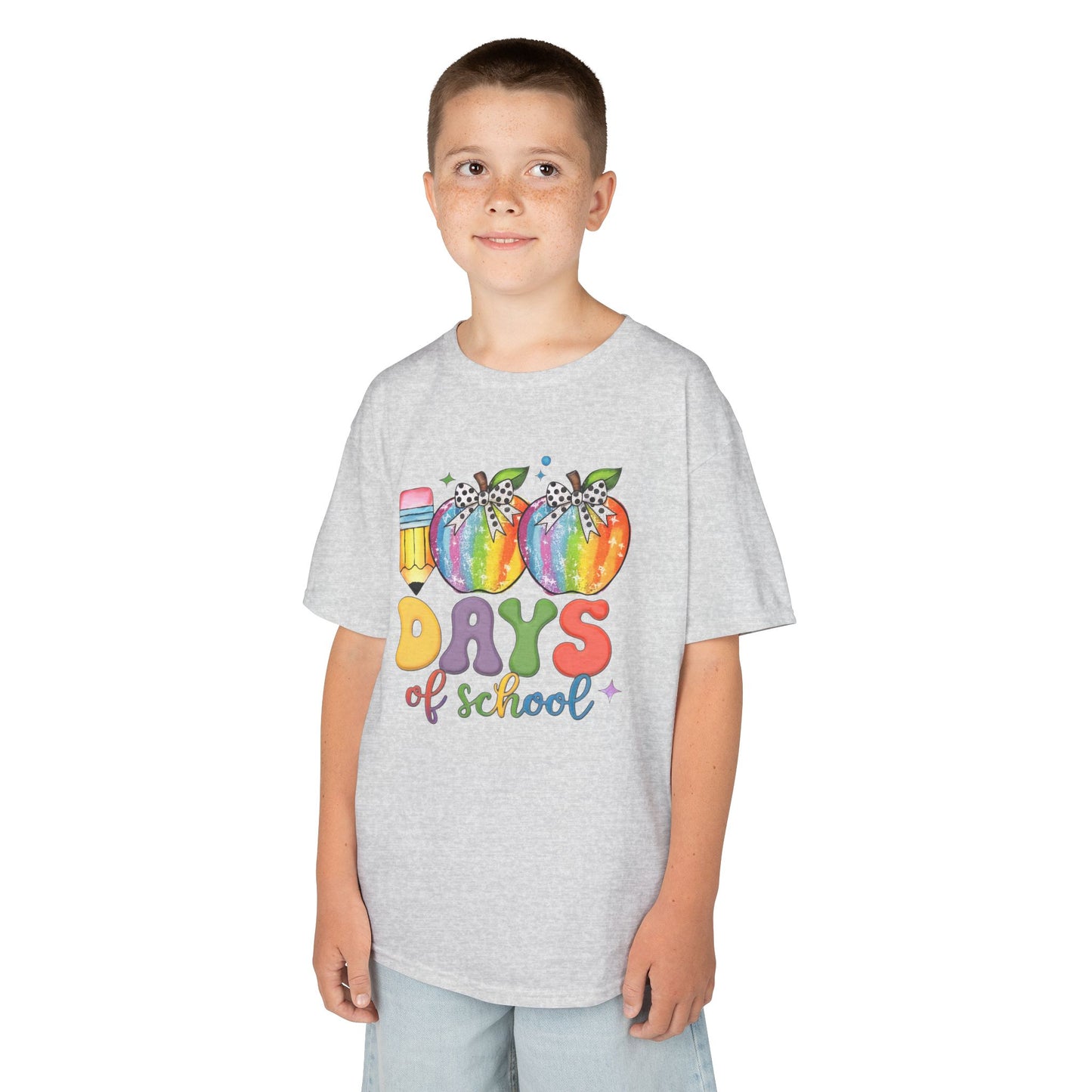 Colorful 100 Days of School Kids Tee, Fun T-Shirt, Back to School, Teacher Gift, Rainbow Design, Kid's Clothing