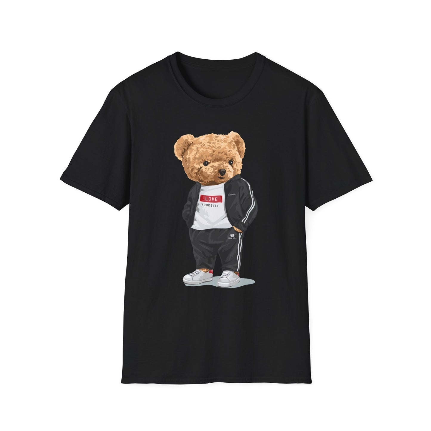 Casual Graphic Tee: Trendy Bear Design, Fun Unisex T-Shirt, Perfect for Gifts, Casual Wear, Everyday Style Black