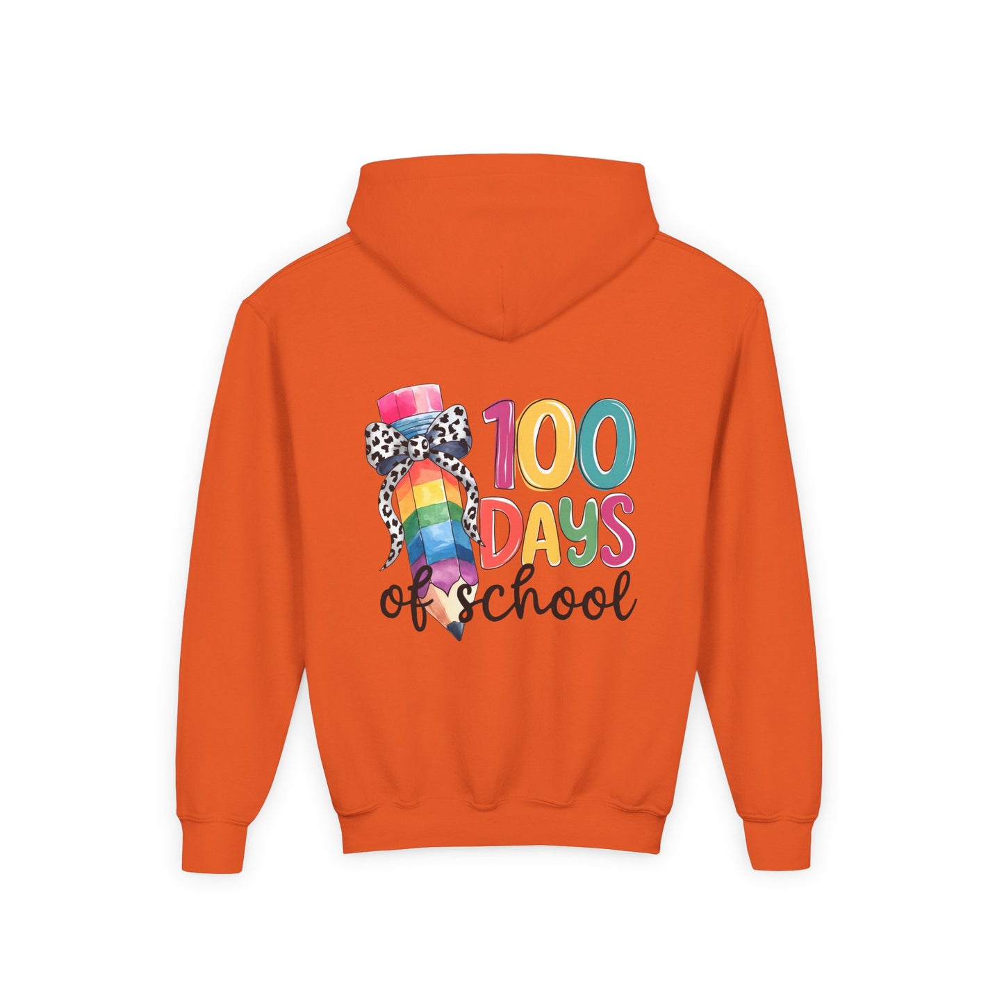 Colorful 100 Days of School Youth Hoodie, Fun School Celebration Sweatshirt, Back-to-School Gift, Kids Fashion, Classroom Style