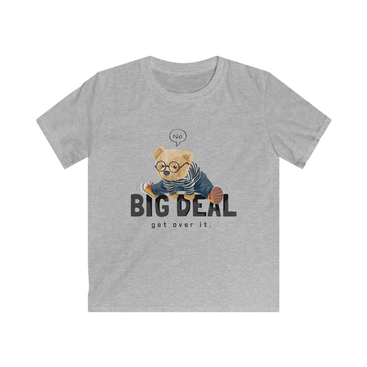 Kids Graphic Tee with Funny Bear - Big Deal, Get Over It! | Cute Gift for Birthdays, Playdates, Celebrations, Lounge Wear, Casual Clothing Sport Grey