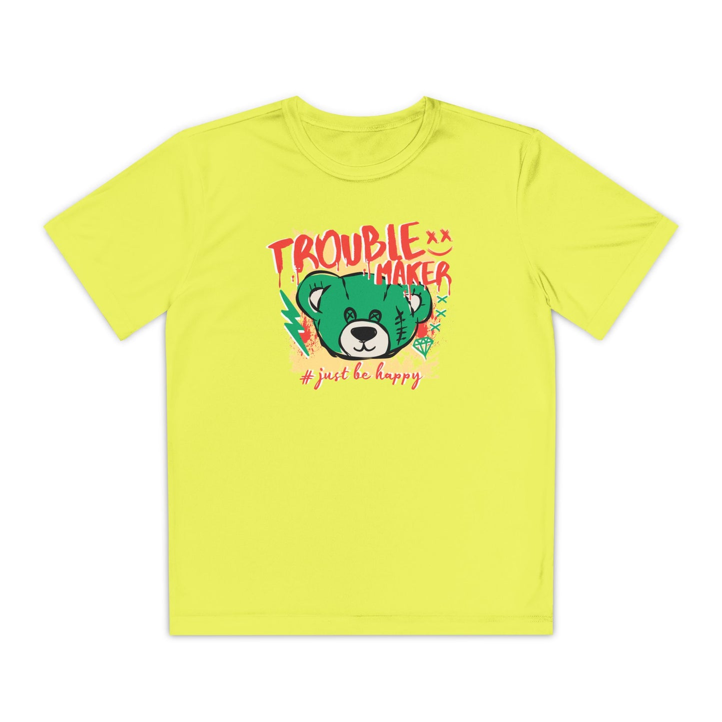 Troublemaker Youth Tee - Just Be Happy, Fun Kids Shirt, Casual Wear, Playful Gift, Summer Outfit