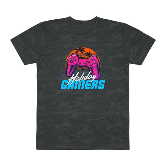 Holiday Gamers Graphic Tee, Men’s Casual Shirt, Gamer Gift, Video Game Apparel, Retro Gaming T-Shirt, Cool Gamer Wear Storm Camo