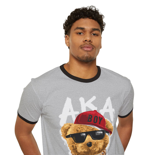 Cool Bear Graphic Ringer T-Shirt, Retro Style Tee, Unisex Casual Wear, Gift for Boys and Teens, Hip Hop Fashion Tee Heather Grey Black