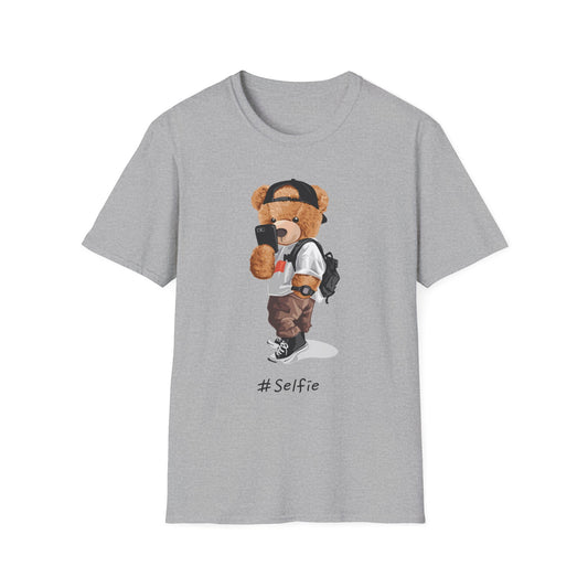 Selfie Bear Unisex T-Shirt | Cute Graphic Tee for Animal Lovers, Perfect Gift for Birthdays, Music Festivals, Casual Wear, or Everyday Style Sport Grey