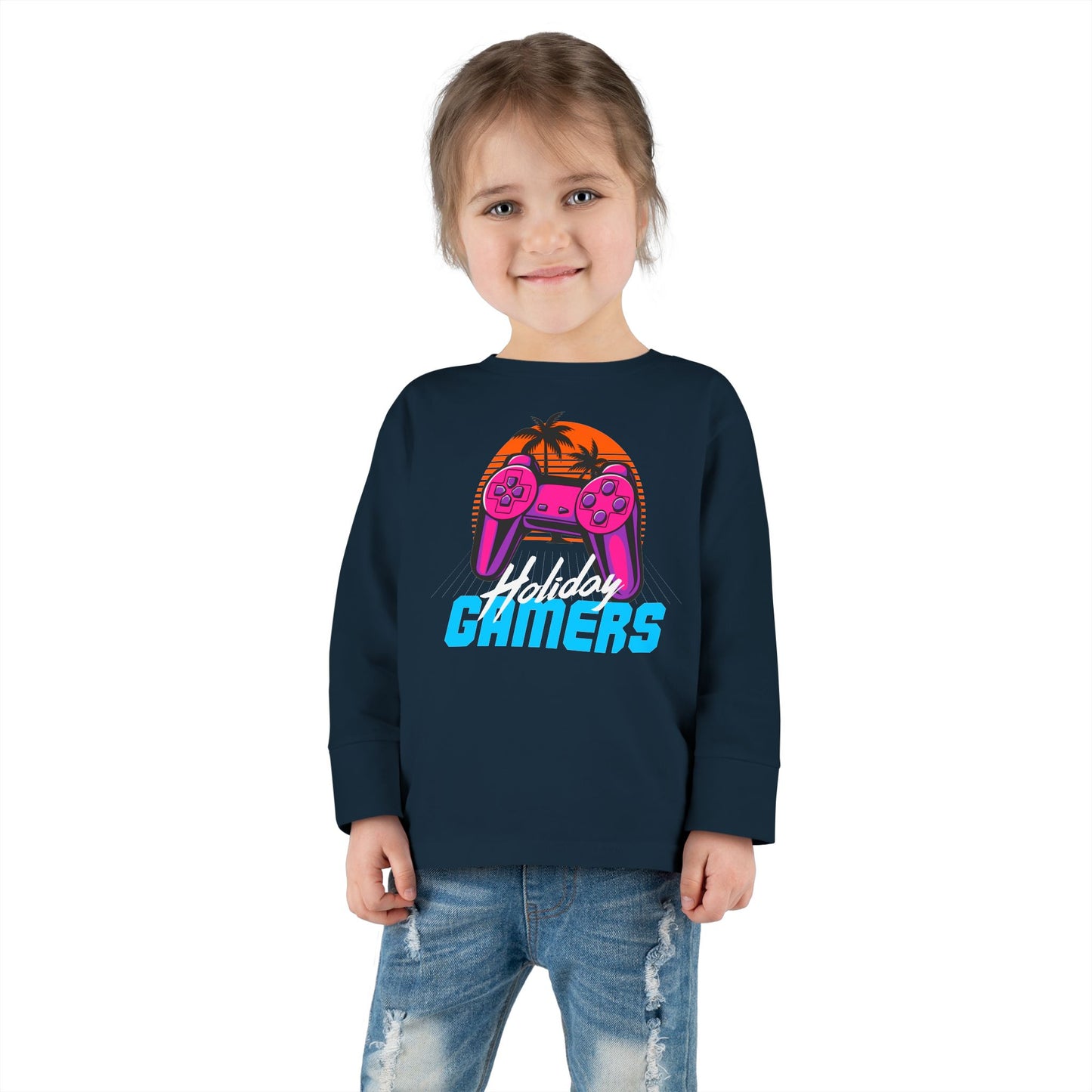 Holiday Gamers Toddler Long Sleeve Tee, Kids Gaming Shirt, Playful Toddler Apparel, Gift for Gamers, Fun Children's Top