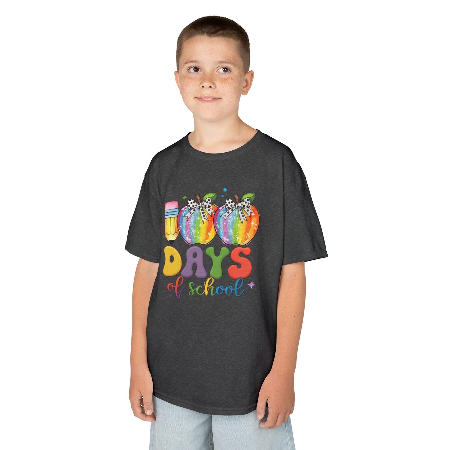 Colorful 100 Days of School Kids Tee, Fun T-Shirt, Back to School, Teacher Gift, Rainbow Design, Kid's Clothing