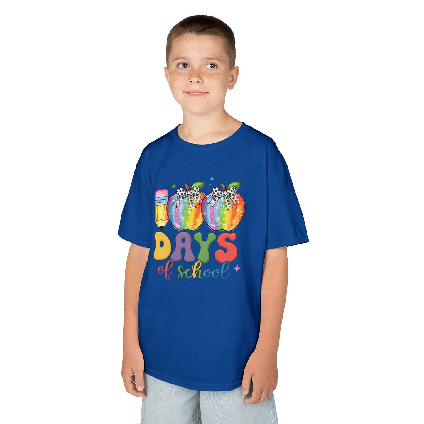 Colorful 100 Days of School Kids Tee, Fun T-Shirt, Back to School, Teacher Gift, Rainbow Design, Kid's Clothing