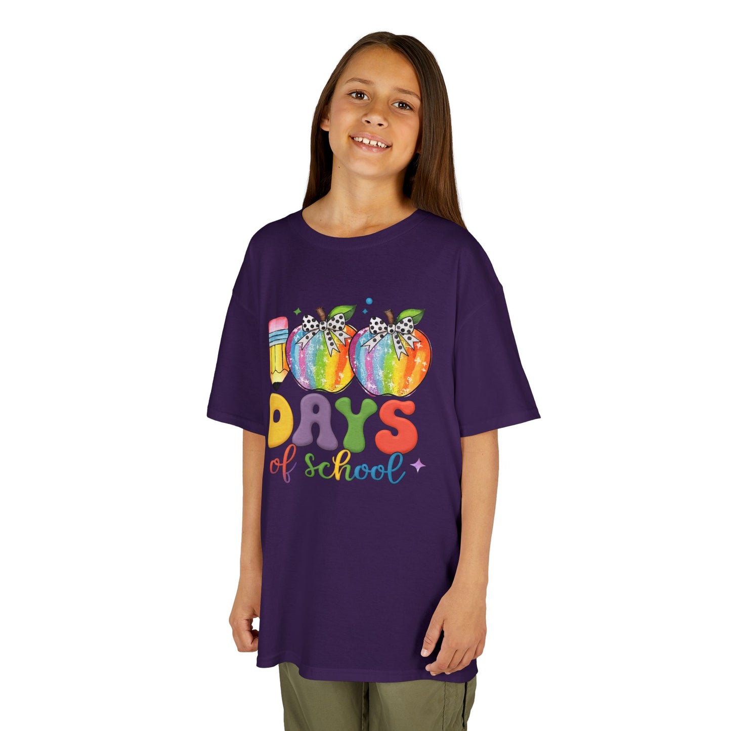 Colorful 100 Days of School Kids Tee, Fun T-Shirt, Back to School, Teacher Gift, Rainbow Design, Kid's Clothing