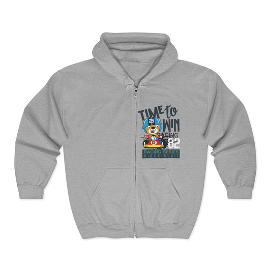 Time to Win Zip Hoodie | Unisex Heavy Blend Sweatshirt, Gift for Gamers, Sports Enthusiasts, Cozy Casual Wear, Fun Hooded Jacket Sport Grey