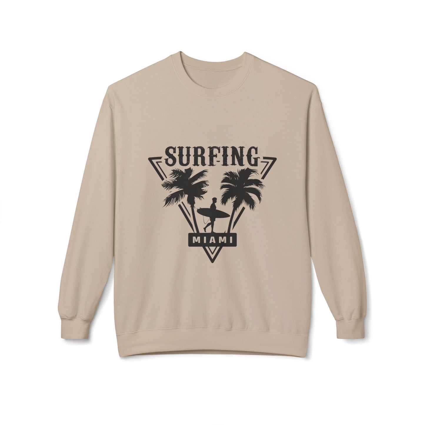 Miami Surfing Sweatshirt, Unisex Sweatshirt, Beach Lover Gift, Casual Layering Piece, Summer Vibes Apparel, Surfing Lifestyle Clothing Sand