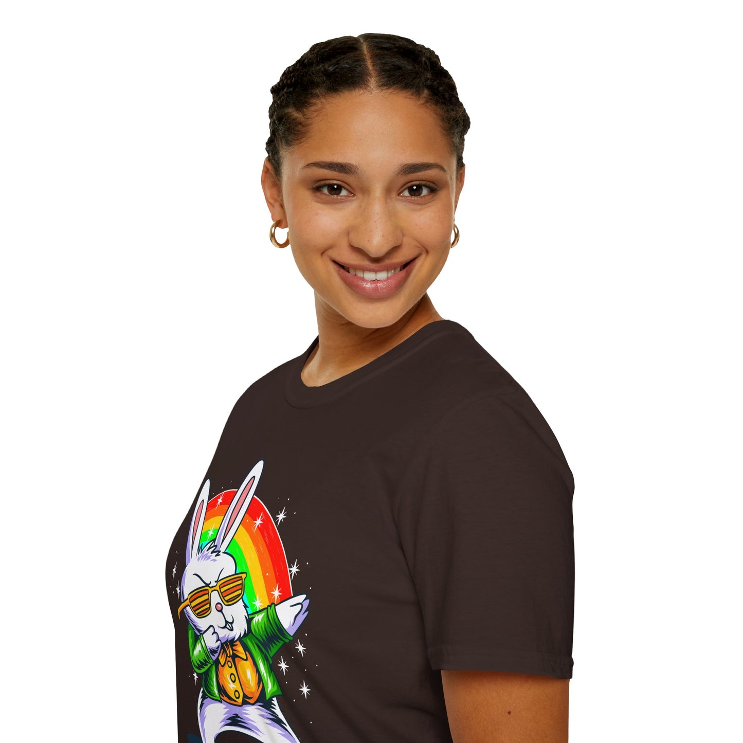 Rainbow Rabbit Cool Vibes Unisex T-Shirt, Fun Gift for Animal Lovers, Perfect for Parties, Birthdays, and Everyday Wear