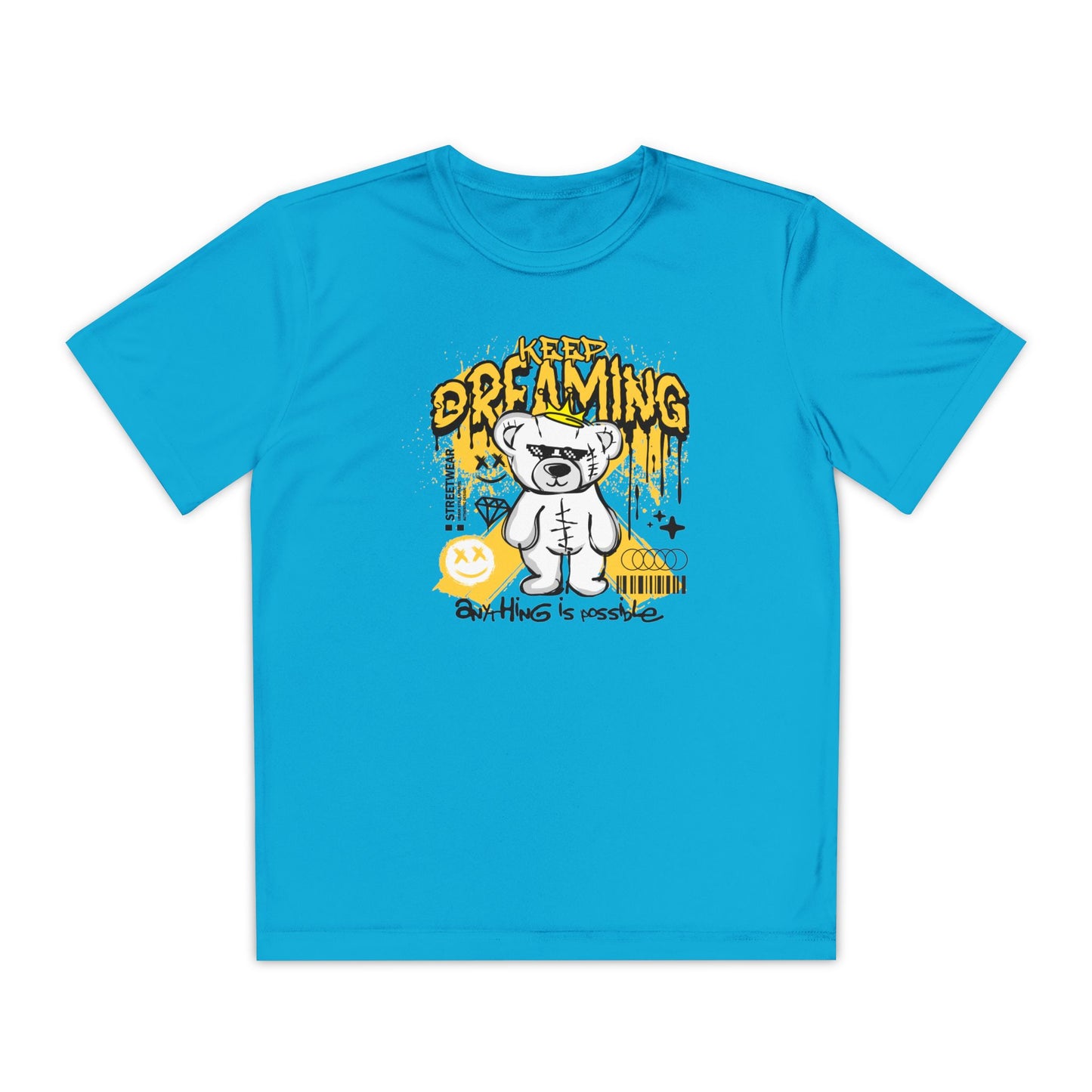 Keep Dreaming Youth Tee, Motivational Shirt, Children's Adventure Clothing, Birthday Gift, Cute Graphic Tee, Playful Style Atomic Blue