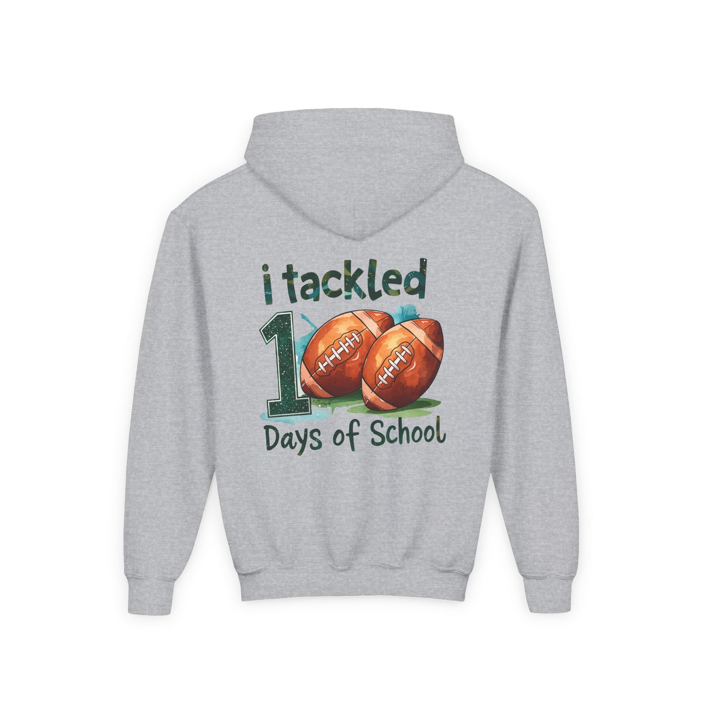 Youth Football Event Hoodie, 100 Days of School Sweatshirt, Back to School Gift, Student Motivation, Sports Lover Apparel