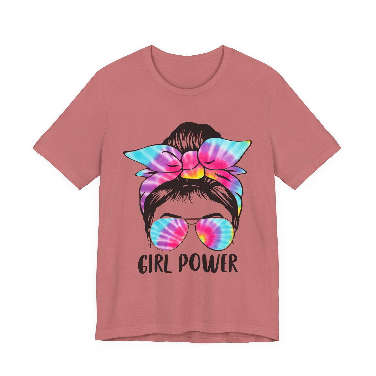 Girl Power Tie-Dye Tee, Unisex Short Sleeve Shirt, Feminist Apparel, Gift for Her, Casual Everyday Wear, Birthday Present Mauve