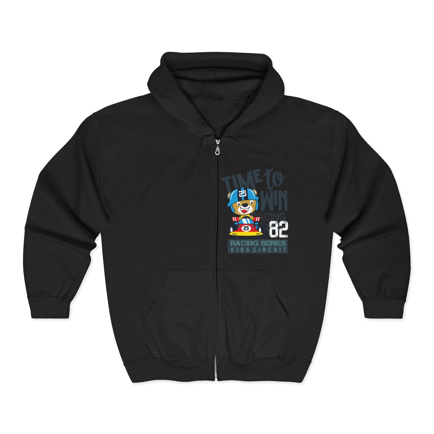 Time to Win Zip Hoodie | Unisex Heavy Blend Sweatshirt, Gift for Gamers, Sports Enthusiasts, Cozy Casual Wear, Fun Hooded Jacket Black