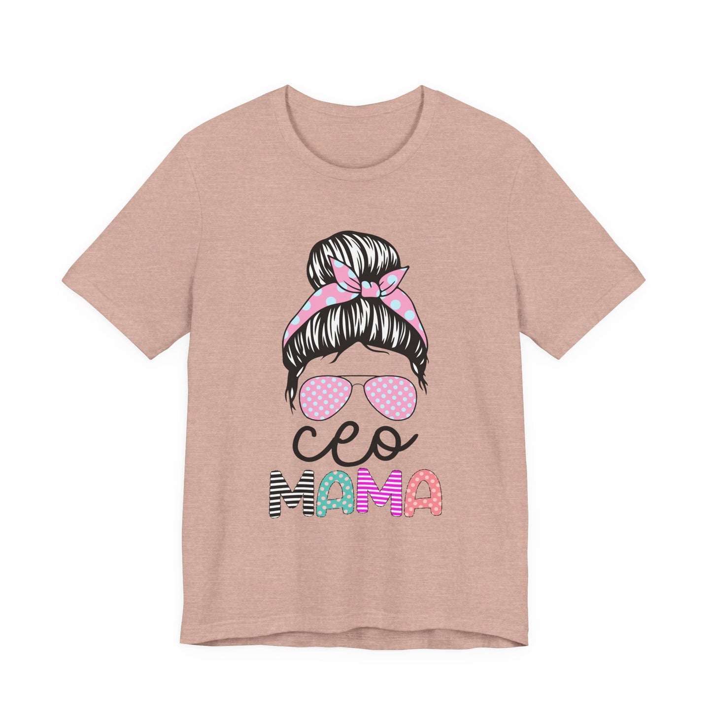 CEO Mama Graphic Tee, Unisex T-Shirt for Moms, Gift for New Mothers, Casual Summer Top, Fun Parenting Apparel, Mother's Day Gift Heather Prism Peach