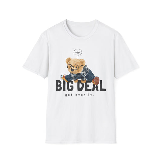 Playful Bear Graphic Tee - Unisex Softstyle T-Shirt, Casual Wear, Cute Gift, Birthday Shirt, Fun Statement Tee White
