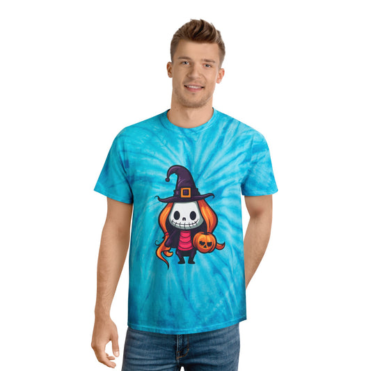 Cute Halloween Tie-Dye Tee, Playful Witch Graphic Shirt, Spooky Fall Apparel, Festival Outfit, Holiday Gift Idea - Cozy Kawaii LLC