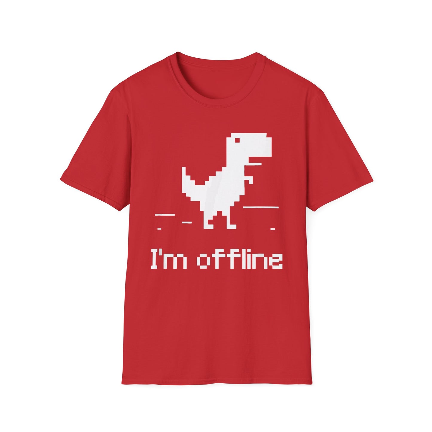Retro Dinosaur Tee - I'm Offline T-Shirt | Perfect Gift for Gamers, Casual Wear, Retro Design, Birthday Surprise, Fun Gift Red