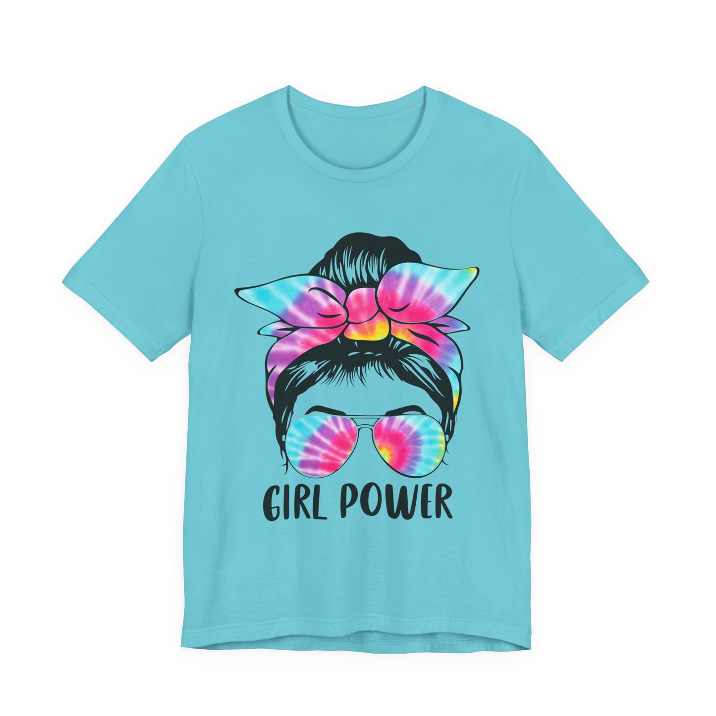 Girl Power Tie-Dye Tee, Unisex Short Sleeve Shirt, Feminist Apparel, Gift for Her, Casual Everyday Wear, Birthday Present Turquoise
