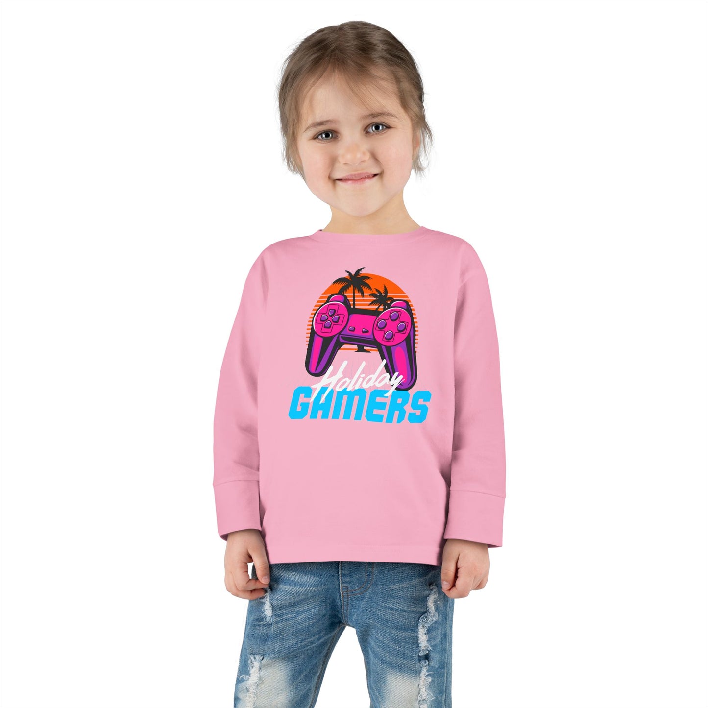 Holiday Gamers Toddler Long Sleeve Tee, Kids Gaming Shirt, Playful Toddler Apparel, Gift for Gamers, Fun Children's Top
