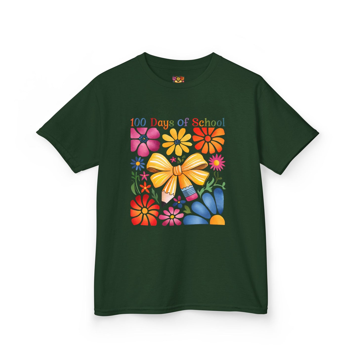 Colorful 100 Days of School Kids Tee, Flower Print T-Shirt for Students, End of Year Celebration Shirt, Fun School Day Wear, Gift for Kids