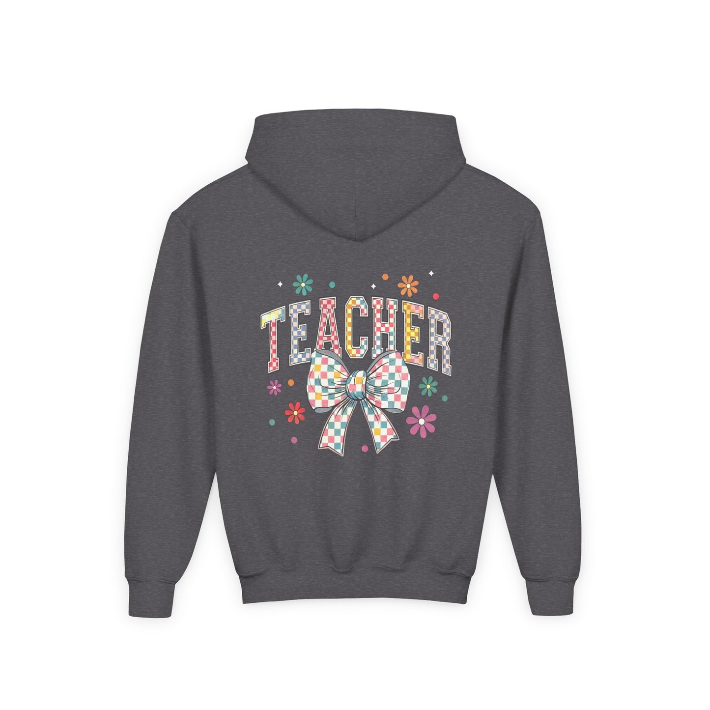 Teacher Appreciation Youth Hooded Sweatshirt - Cute Bow Design, Perfect Gift for Educators, Back to School, Christmas, Birthday