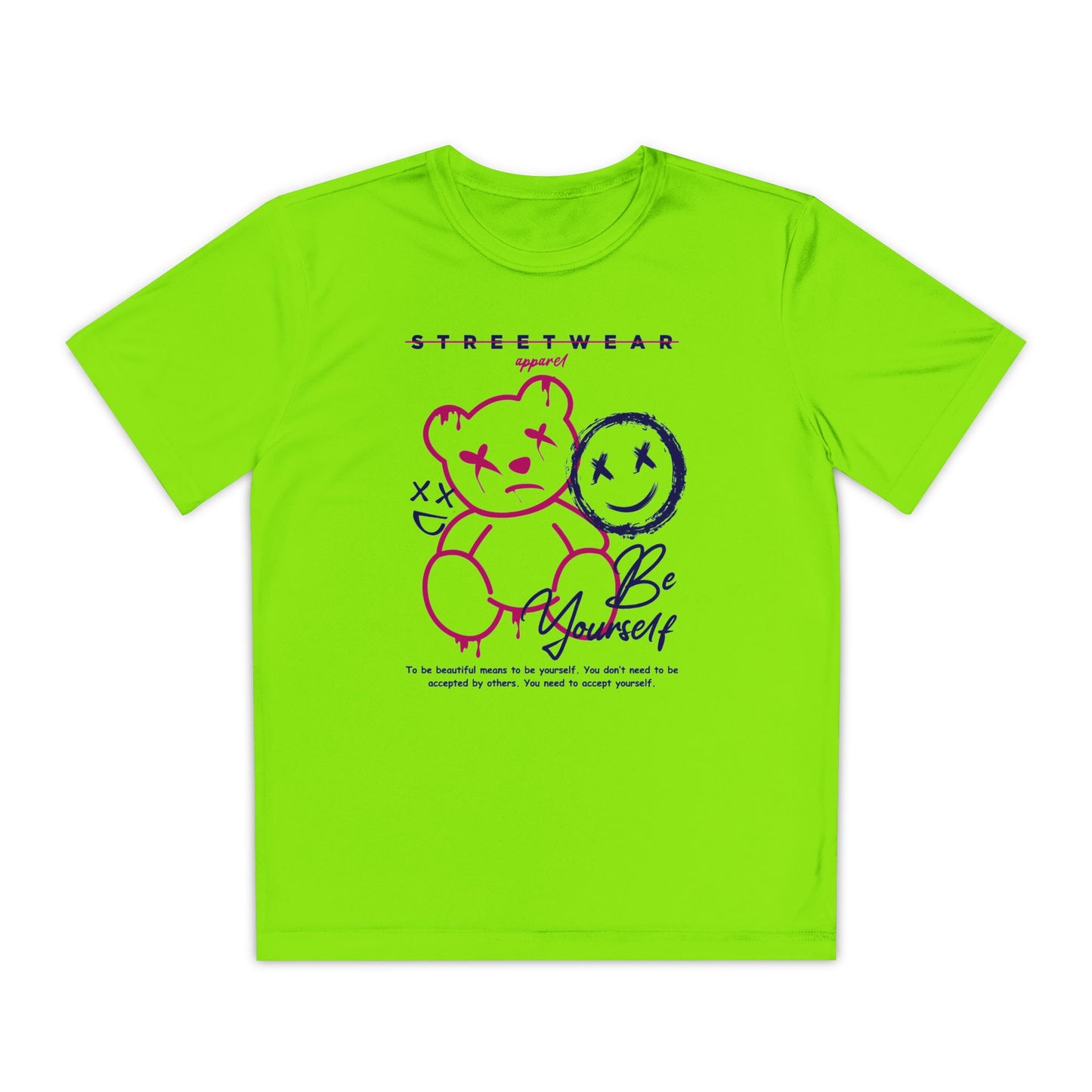 Cool Youth Streetwear Tee - 'Be Yourself' Graphic, Trendy Youth T-Shirt, Casual Wear, Birthday Gift, Fashionable Gift Lime Shock