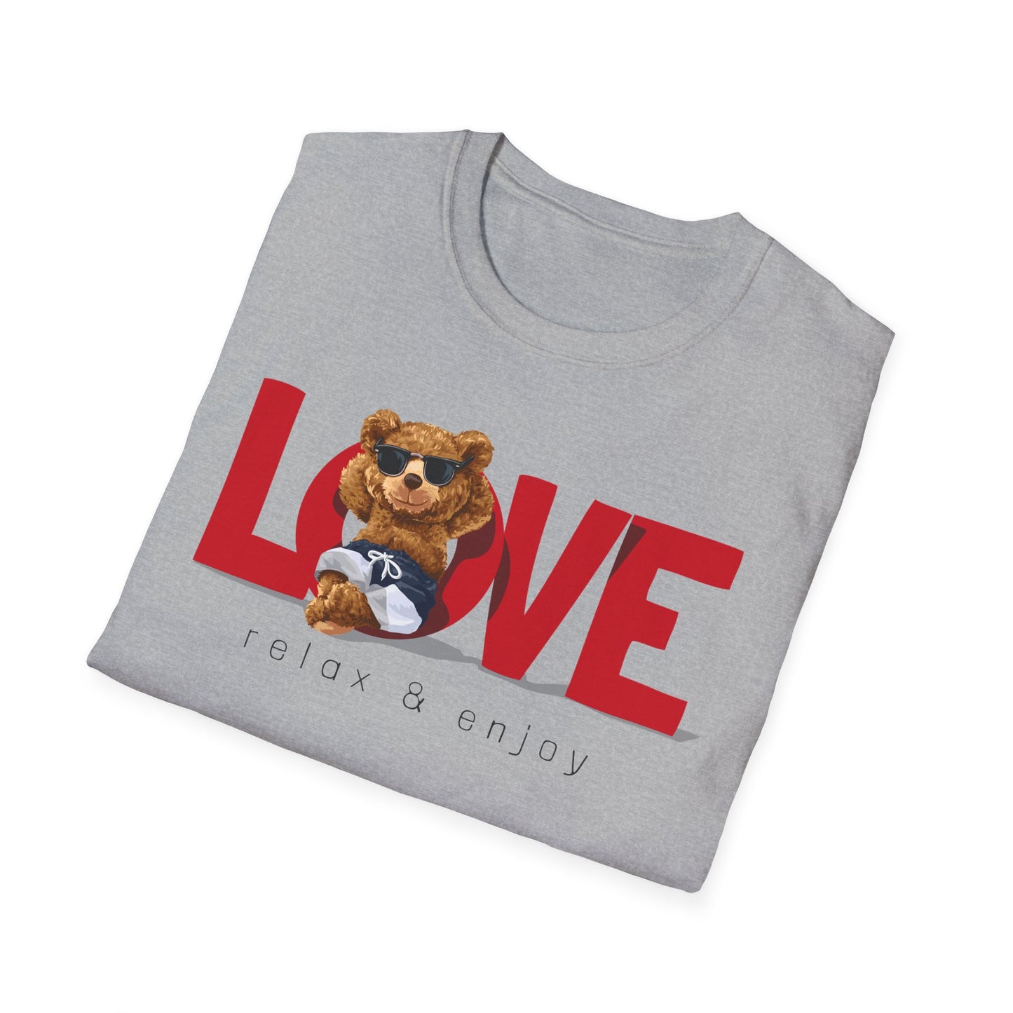 Love Bear Unisex Softstyle T-Shirt | Cute Casual Tee, Gift for Him/Her, Valentine’s Day, Birthday, Everyday Wear