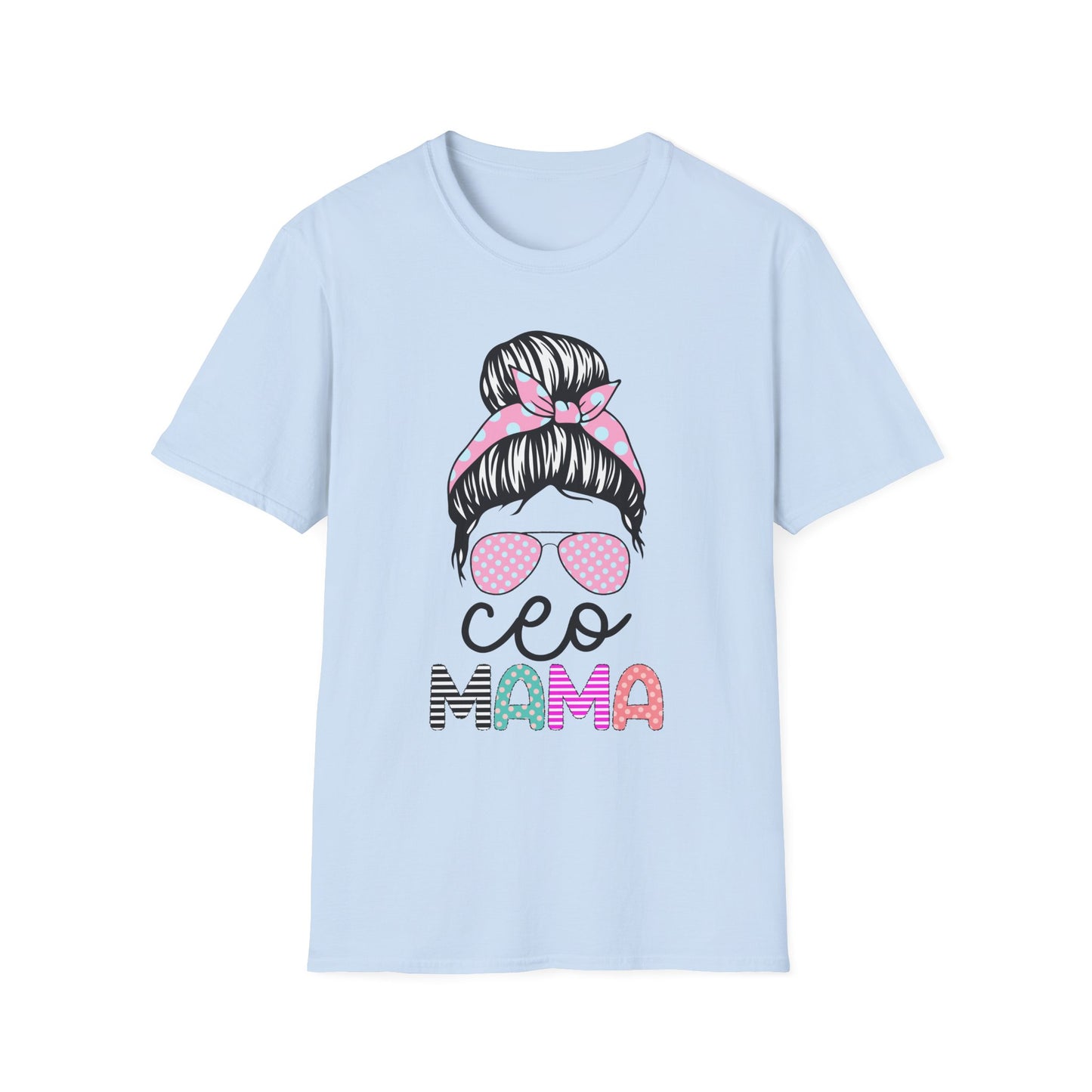 CEO Mama Graphic T-Shirt - Unisex Softstyle Tee, Perfect Gift for Mom, Birthday, Mother's Day, Casual Wear, Relaxed Fit Light Blue