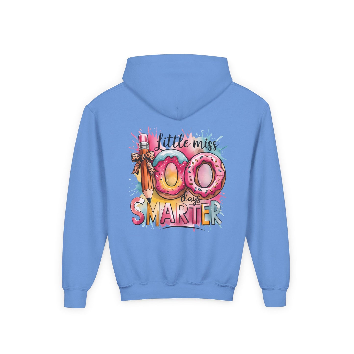 Youth Hooded Sweatshirt - Little Miss 100 Days Smarter Celebration Gift, Kids Birthday, School Milestone, Fun Apparel, Cute Kids Outfit