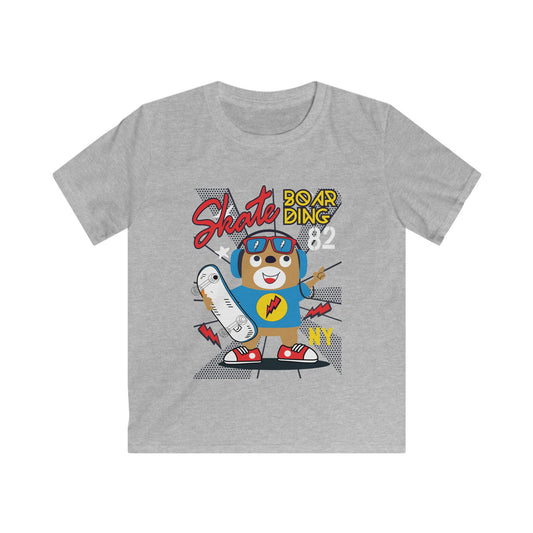 Cool Skateboarding Tee for Kids, Fun Graphic Tee, Youth Skate T-Shirt, Gift for Boys & Girls, Birthday or Summer Wear Sport Grey
