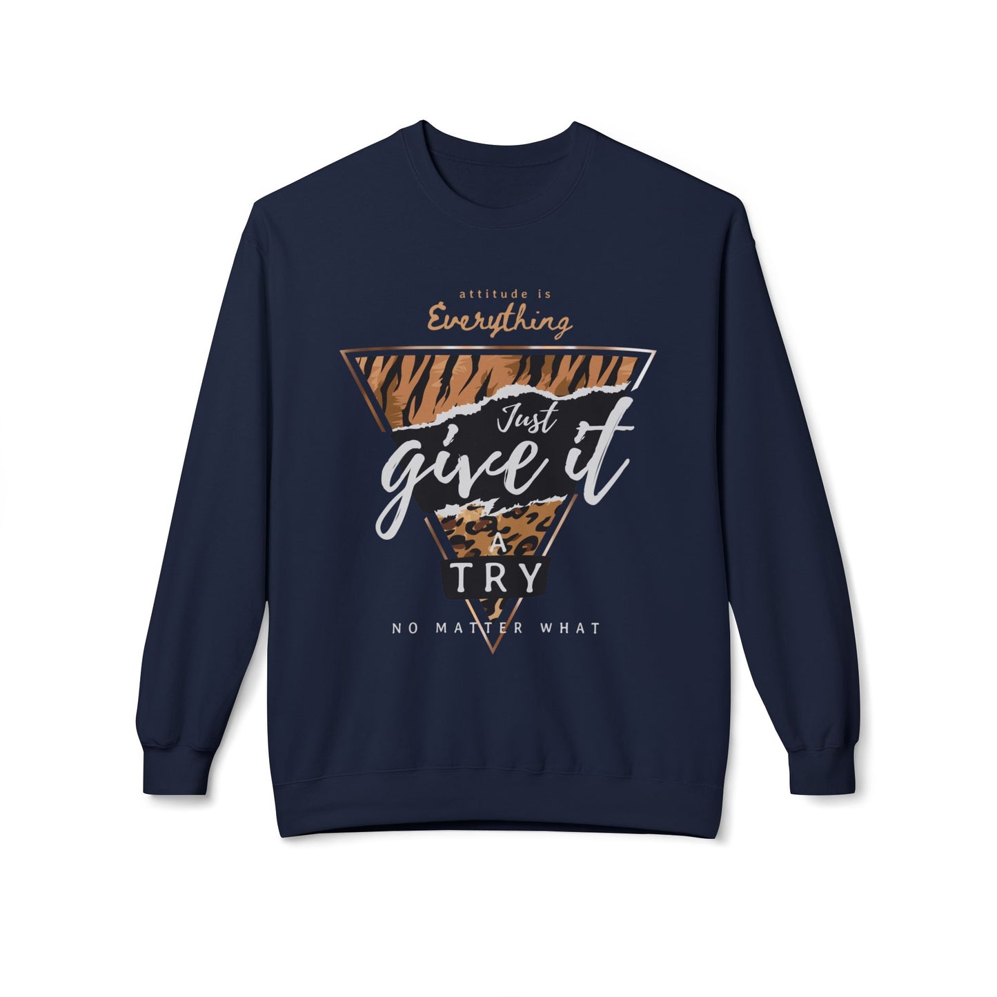 Motivational Crewneck Sweatshirt, Cozy Fleece Top, Inspirational Gift, Chill Vibes, Unisex Apparel, Perfect for Every Occasion Navy