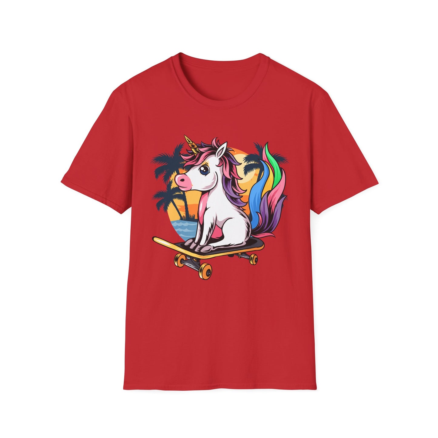 Skateboarding Unicorn T-Shirt, Cute Graphic Tee for Teens, Fun Summer Wear, Gifts for Unicorn Lovers, Beach Day Outfit