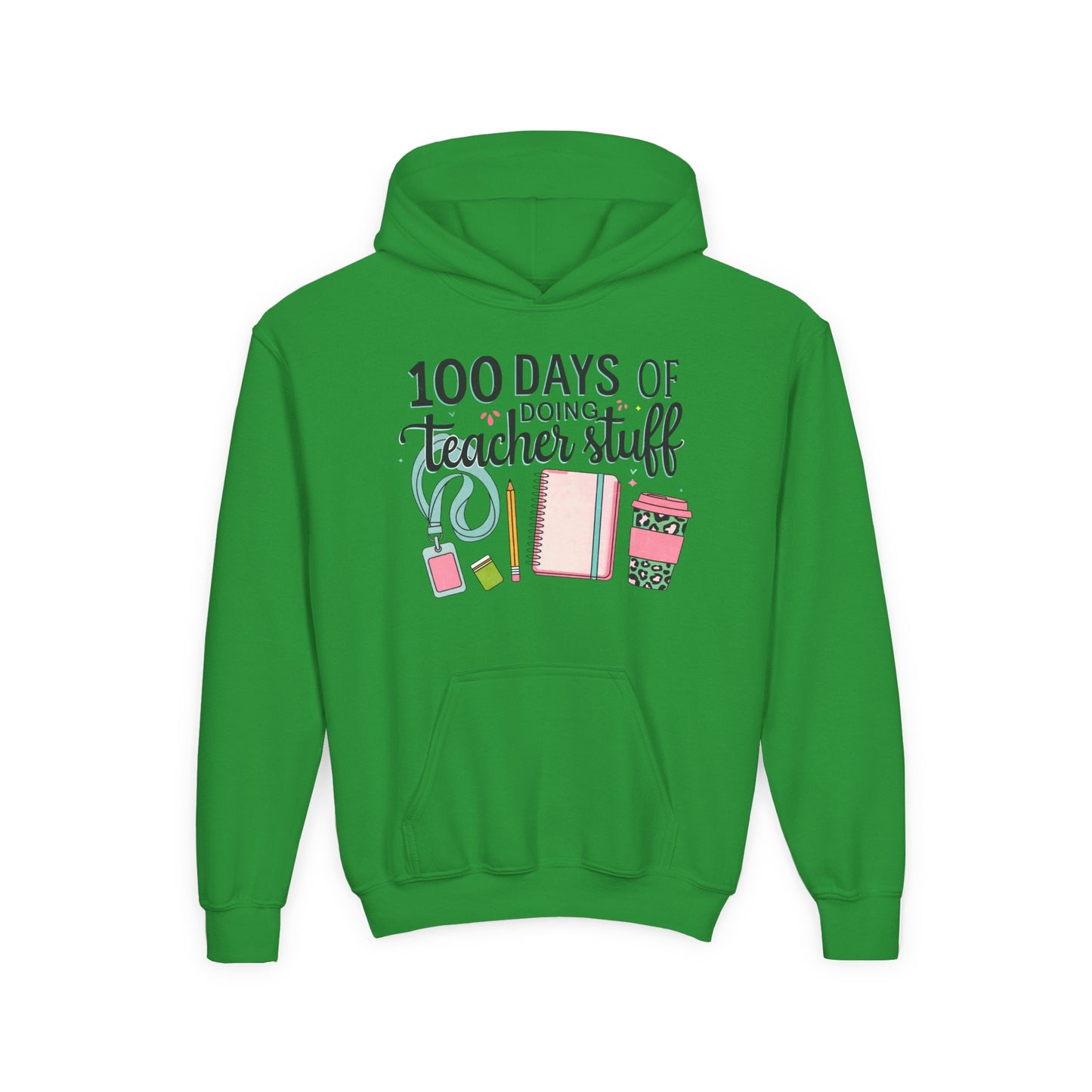 Teacher Appreciation Youth Hoodie, Perfect for School Days, Gifts for Educators, 100 Days of Teacher Stuff, Cozy Classroom Wear, Fun Irish Green
