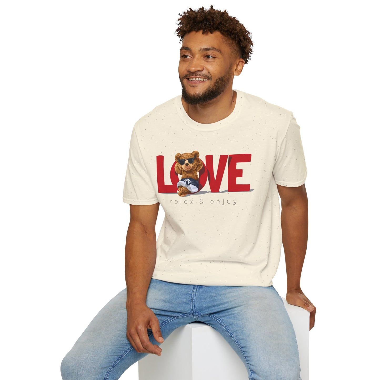 Love Bear Unisex Softstyle T-Shirt | Cute Casual Tee, Gift for Him/Her, Valentine’s Day, Birthday, Everyday Wear