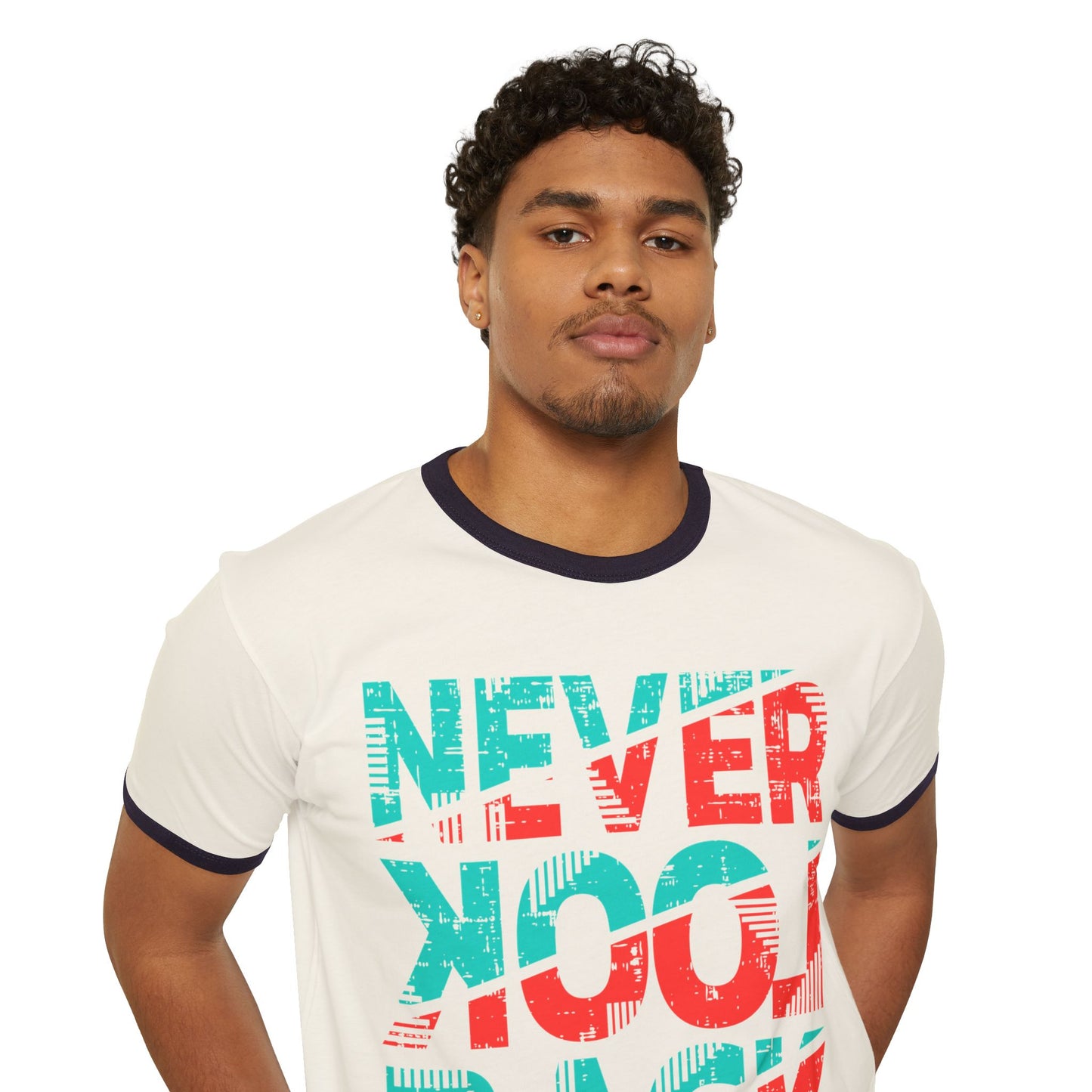Retro Ringer T-Shirt - 'Never Look Back' Statement Tee, Casual Wear, Vintage Style, Gift for Friends, Motivational Shirt