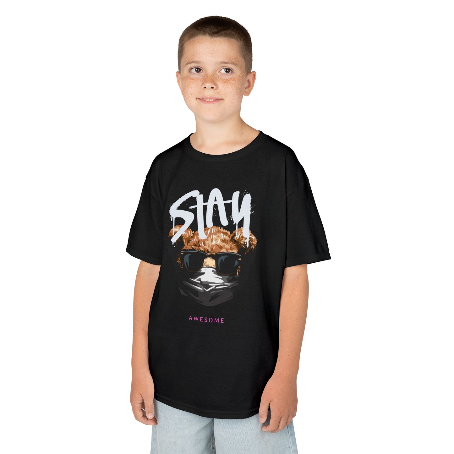 Kids Cool Graphic Tee - Stay Awesome Tee, Birthday Gift, Trendy Kids Apparel, Fun Graphic Top, Summer Style, Unique Gift for Kids