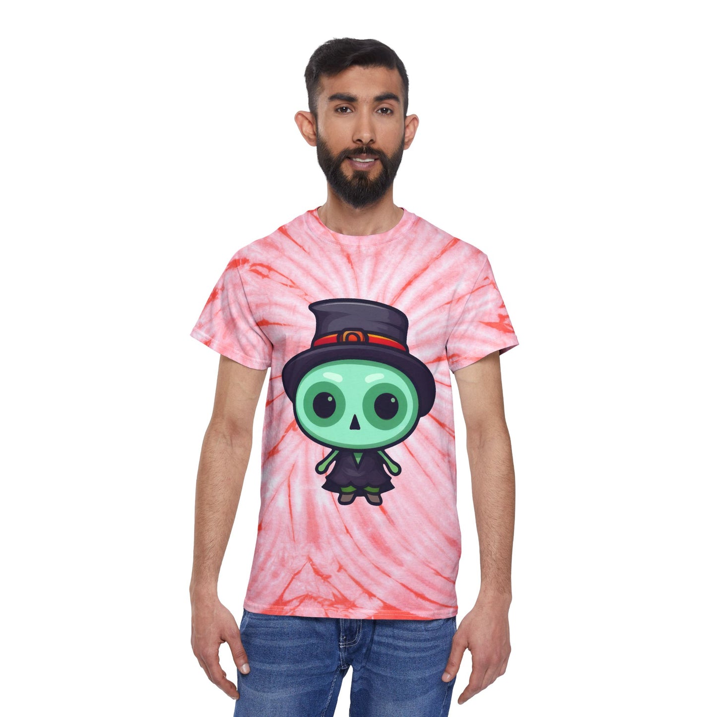 Whimsical Tie-Dye Tee with Fun Character, Perfect for Halloween, Summer Festivals, Great Gift Idea, Casual Wear, Trendy Graphic Shirt - Cozy Kawaii LLC