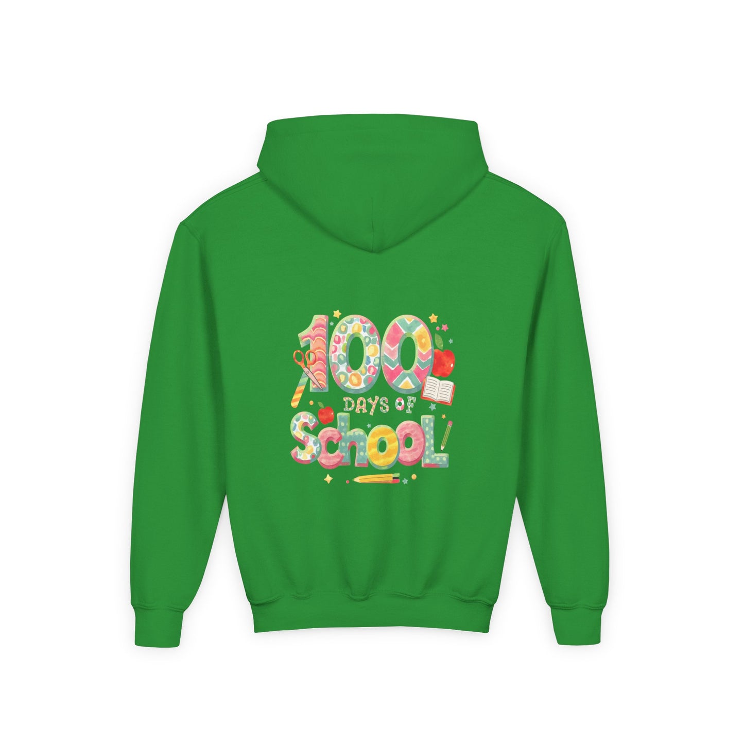 100 Days of School Youth Hoodie, Colorful School Spirit Sweatshirt, Kids Celebration Hoodie, Perfect for School Events, Fun Memory Gear