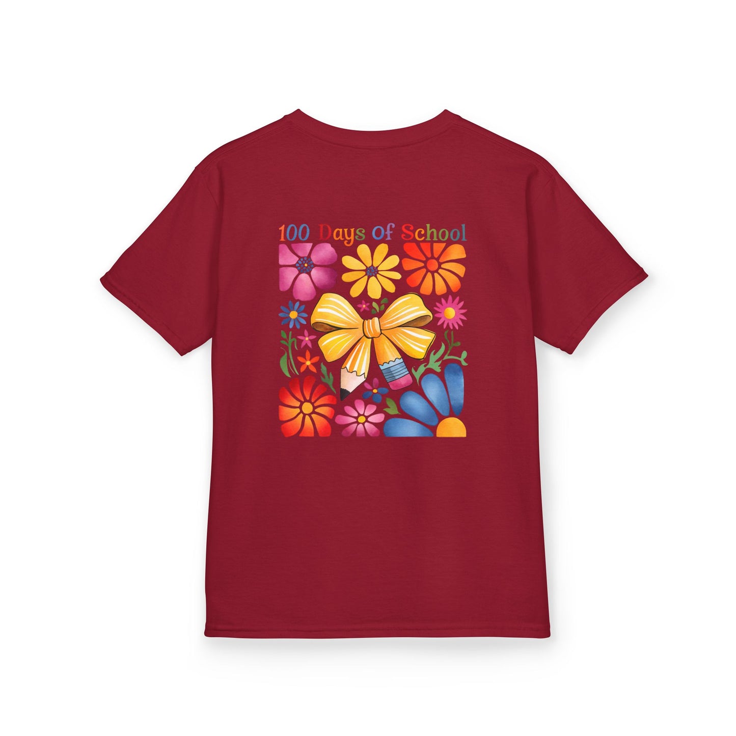 Colorful 100 Days of School Kids Tee, Flower Print T-Shirt for Students, End of Year Celebration Shirt, Fun School Day Wear, Gift for Kids