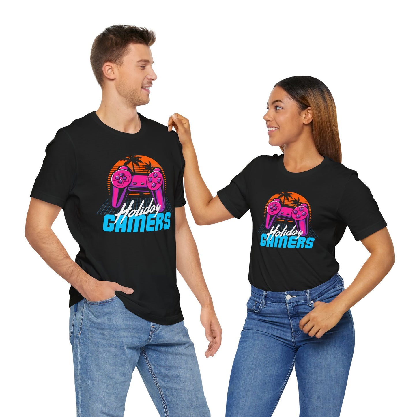Holiday Gamers Tee, Unisex Gaming Shirt, Fun Summer Style, Gift for Gamers, Retro Vibe Tee, Casual Tee for All Ages