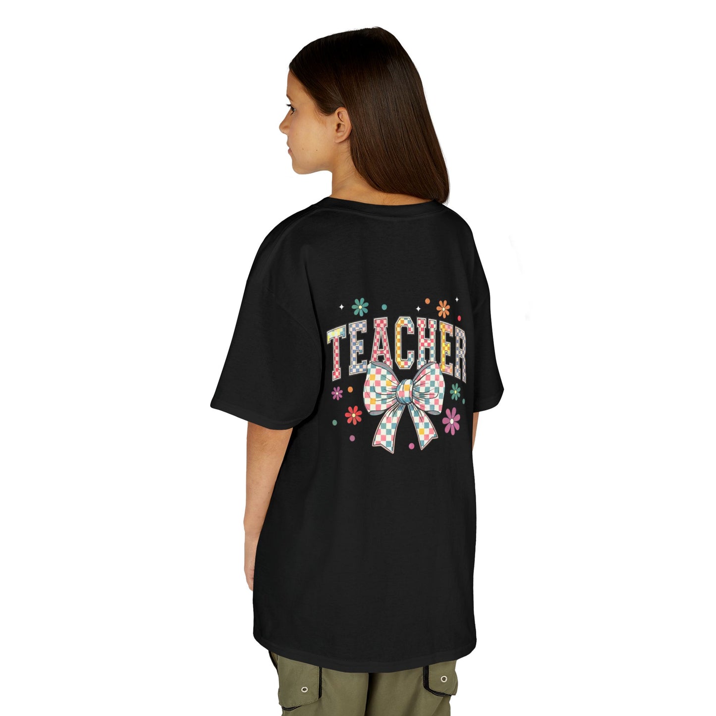 Teacher Kids Tee with Colorful Bow Design, Perfect for Back to School, Teacher Appreciation, Birthday Gift, Fun Classroom Wear