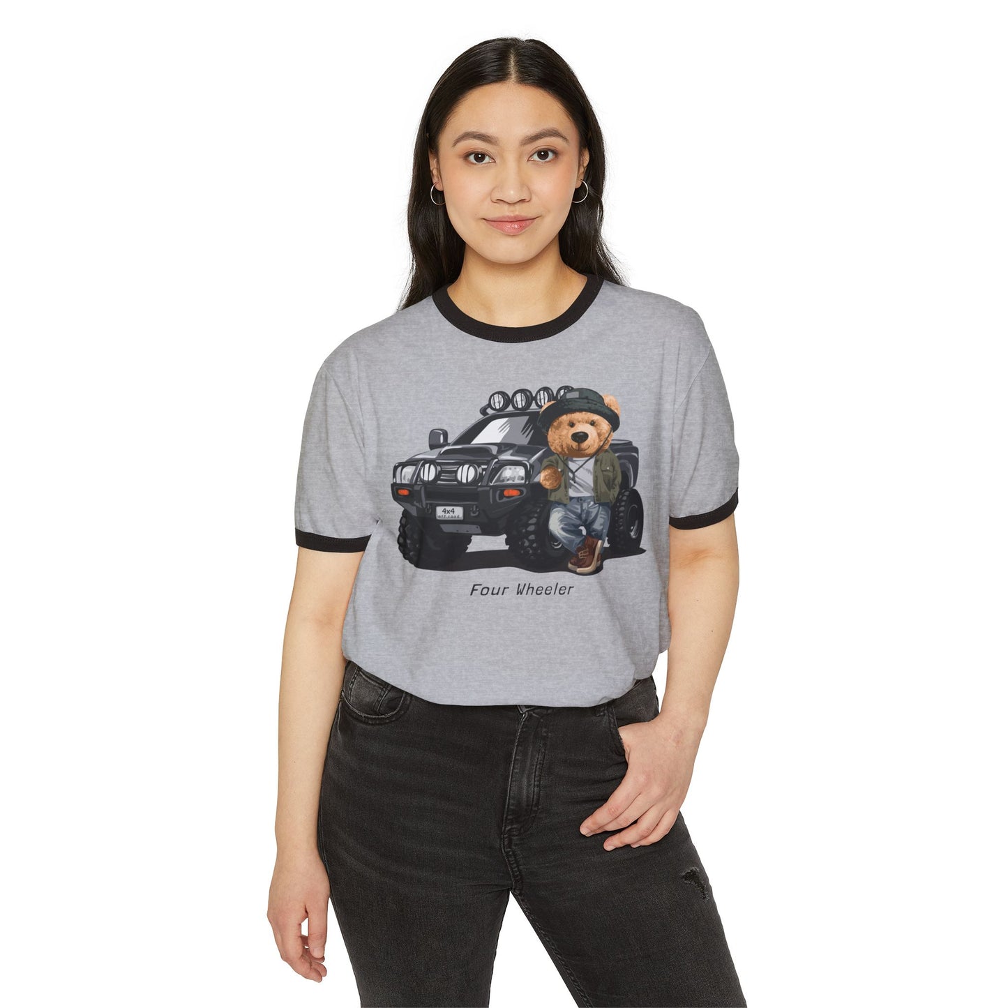 Adventure Bear Ringer T-Shirt | Casual Wear, Gifts for Kids & Teens, Outdoor Enthusiasts, Cute Graphic Tee, Birthday Present