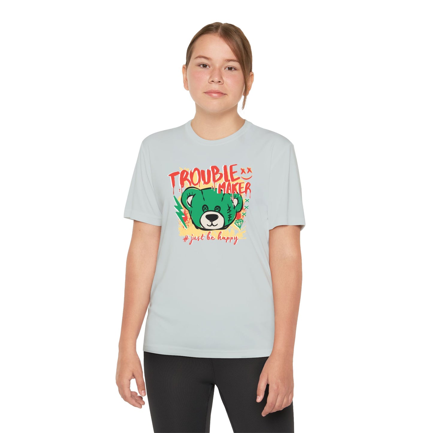 Troublemaker Youth Tee - Just Be Happy, Fun Kids Shirt, Casual Wear, Playful Gift, Summer Outfit